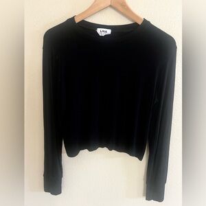 LNA Classic Black Crew Long Sleeve Ribbed Tee Size S